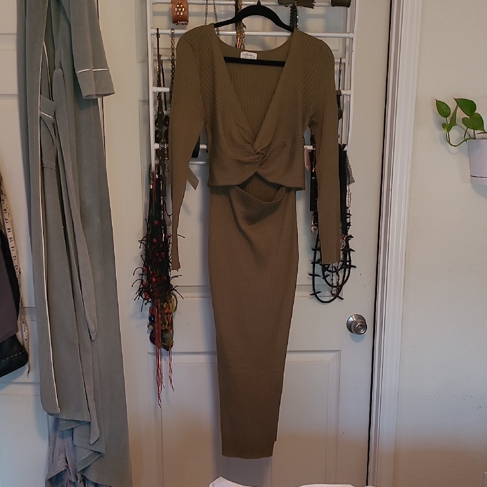 Elegant Olive Maxi Dress by LOVE ALWAYS Purchased at Saks Fifth Ave